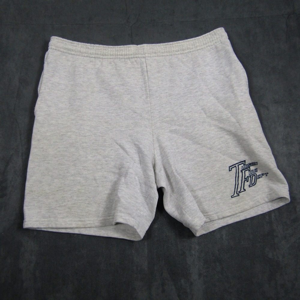 Jerzees Sweat Shorts Mens L Gray Tucson Fire Dept TFD Vintage Fleece USA Made
